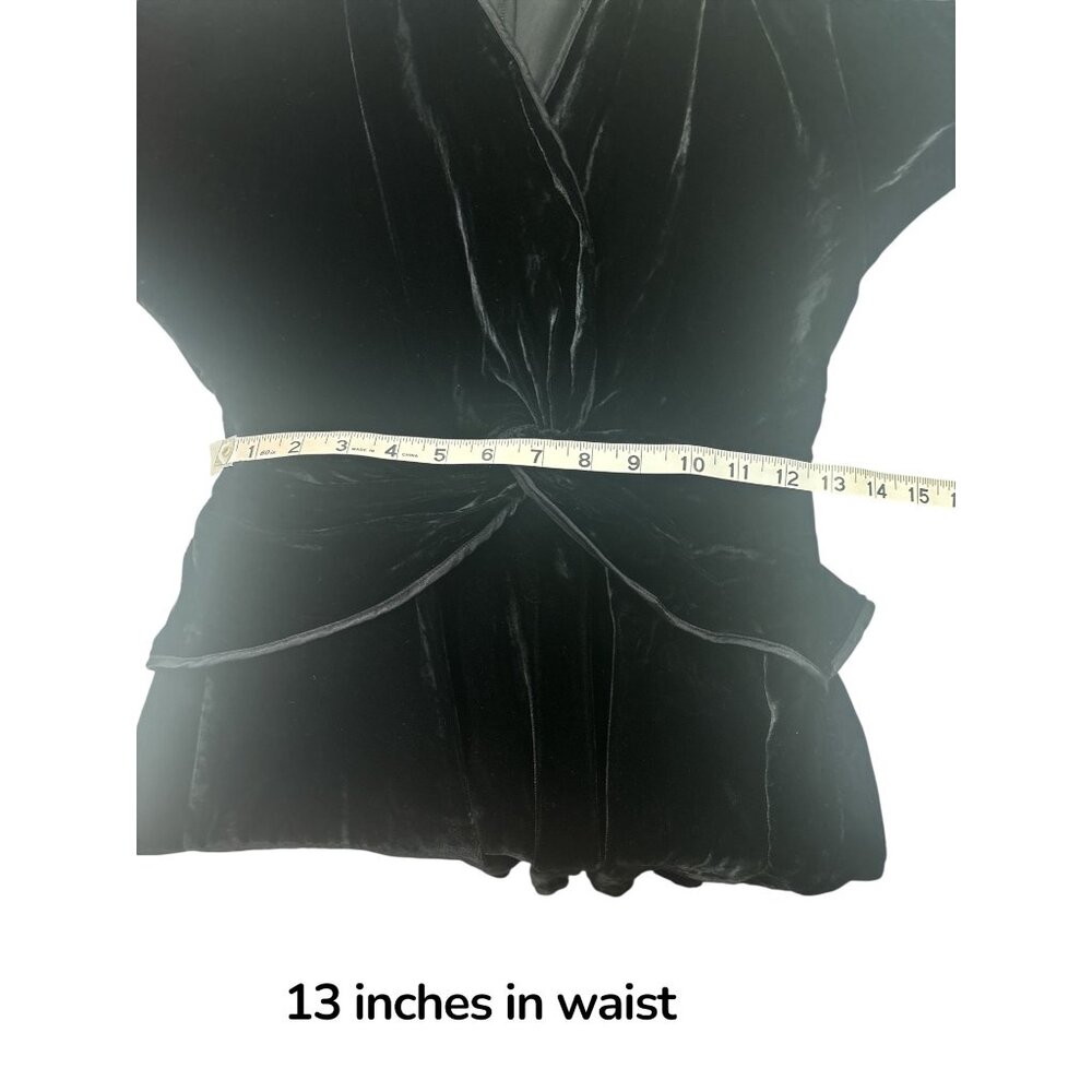 Vintage Cadaz Black Velvet Dress Size 8 Twist Front Maxi 90s Formal - Picture 12 of 13